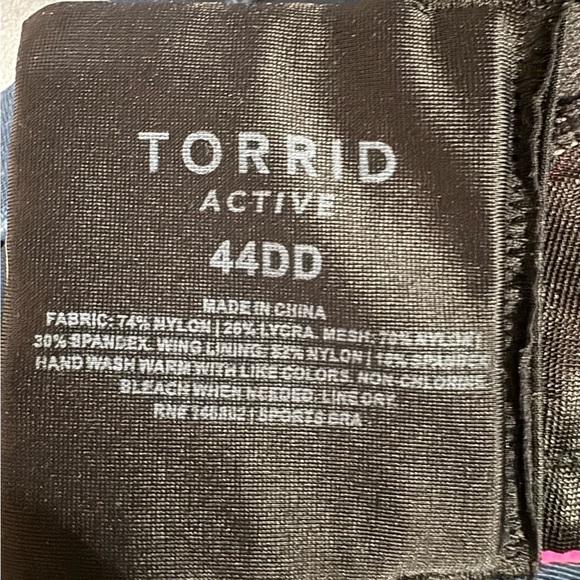 Torrid Active Sports Bra Size 44DD Convertible J-Hook Underwire Pink Black - Picture 6 of 8